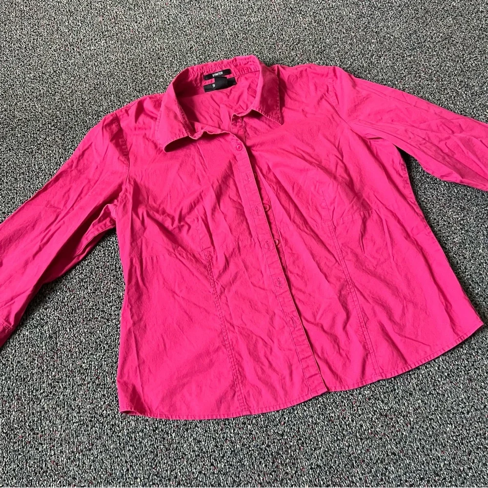 STYLE & CO Maroon Red Pink Petite Stretch Blouse Button Down Cotton Shirt Top 16 - Picture 13 of 15